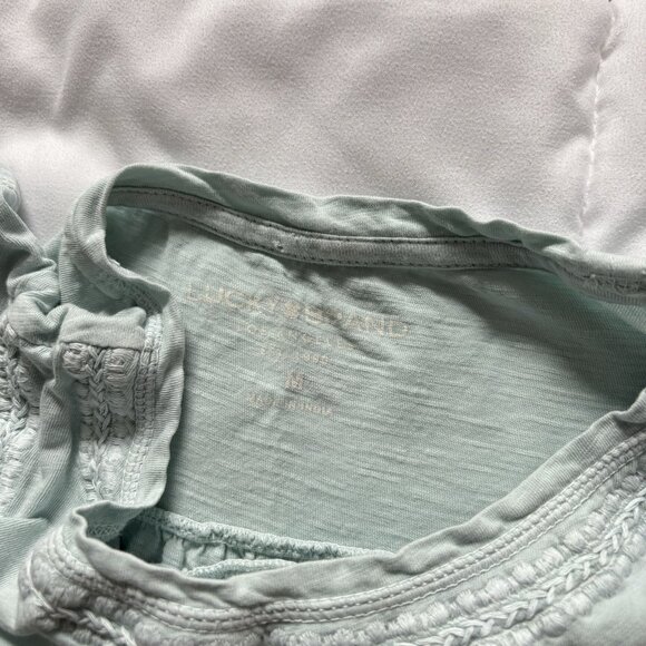 Lucky Brand Womens Size Medium Shirt Top Blouse Blue Short Sleeve 100% Cotton - Picture 4 of 9